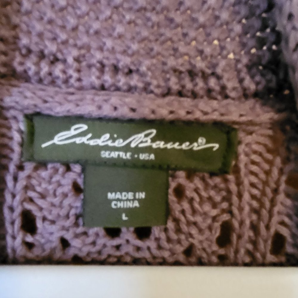 Eddie Bauer Large Lilac Open Hole Sweater